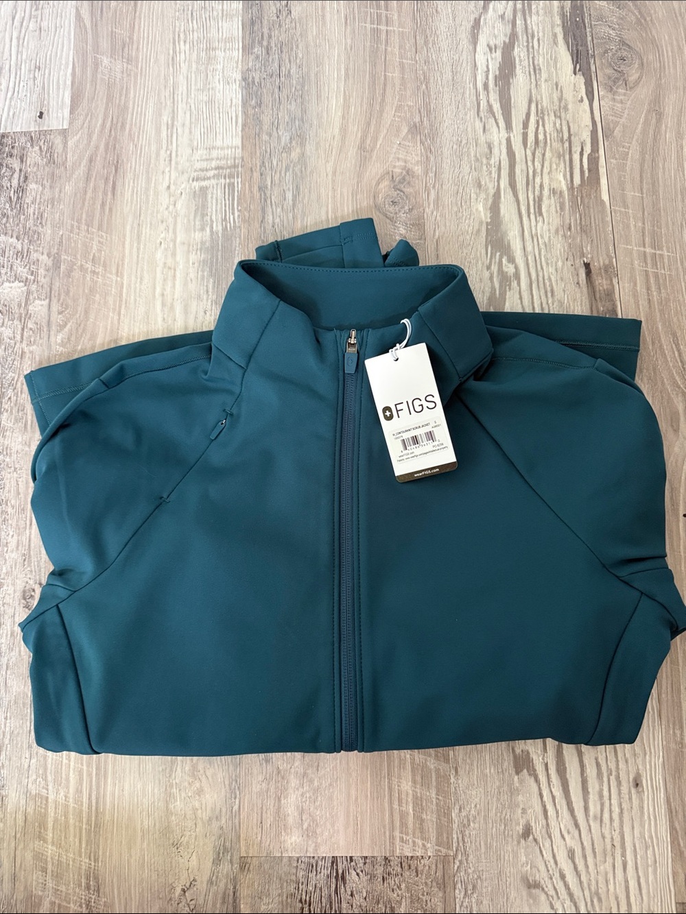 Figs contourknit scrub jacket Small Caribbean blue nwt